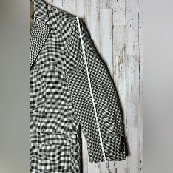 Ralph Lauren Mens Blazer 46R Green Wool Sport Houndstooth - Picture 3 of 12
